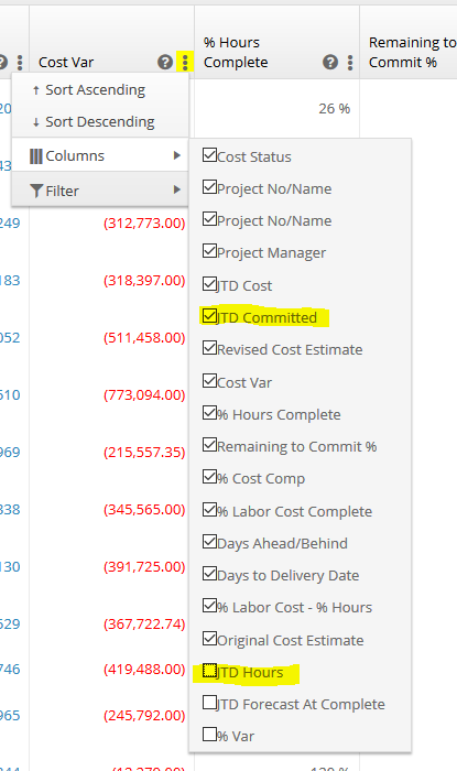 JTD costs and hours