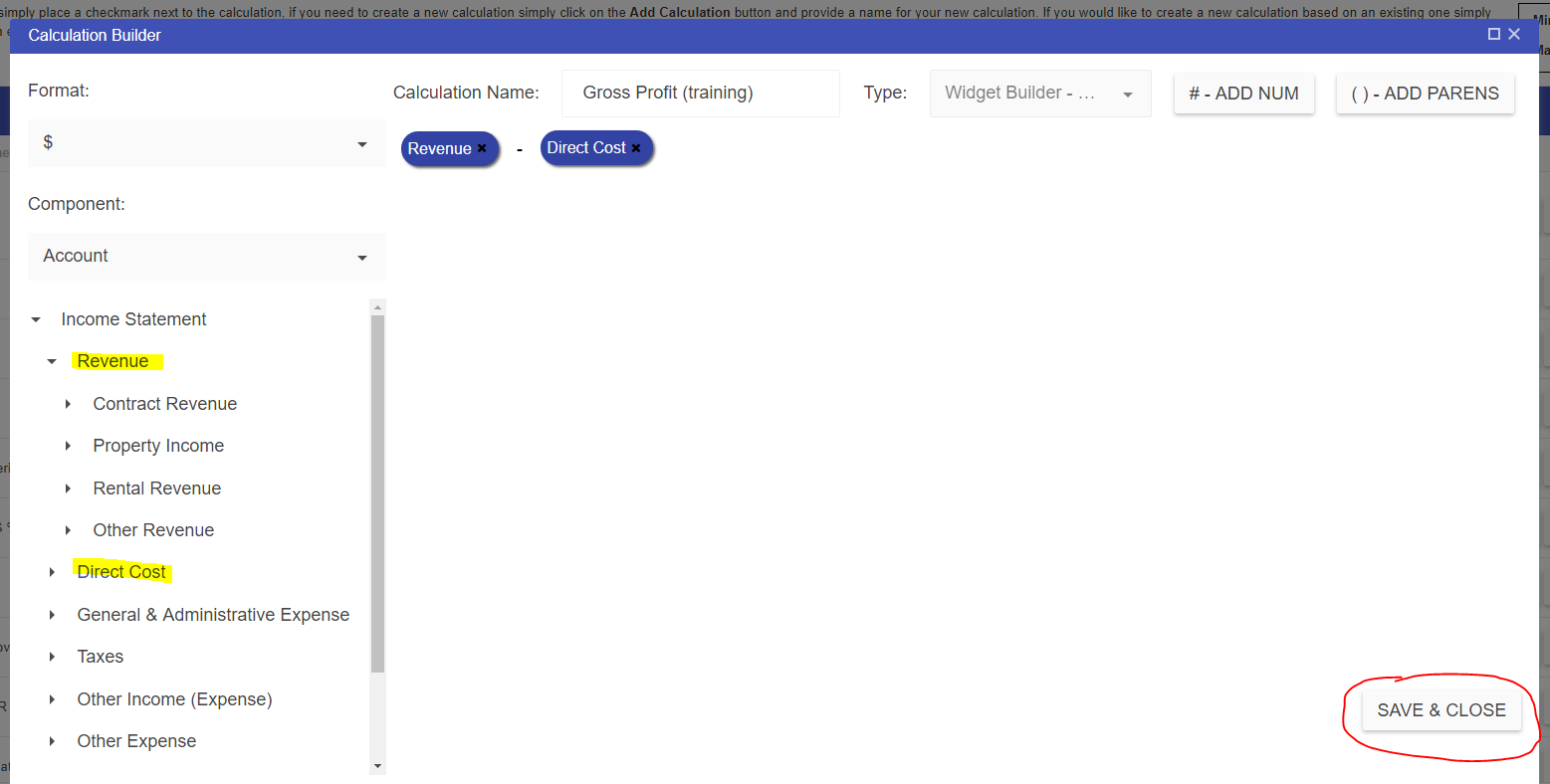 calculation builder