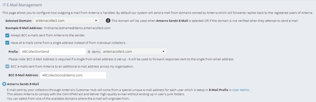 email settings