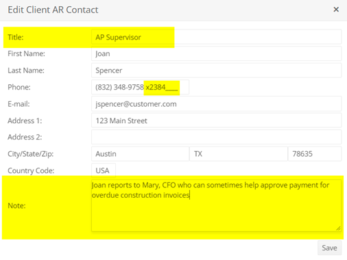 edit AR contact